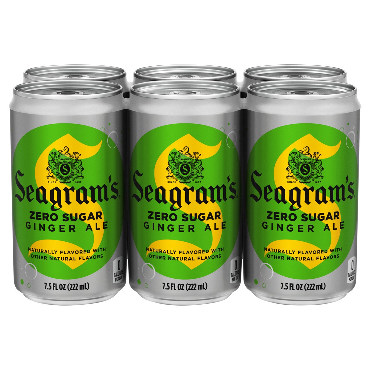 slide 1 of 12, Seagram's Zero Sugar Ginger Ale Cans, 7.5 fl oz, 6 Pack, 6 ct