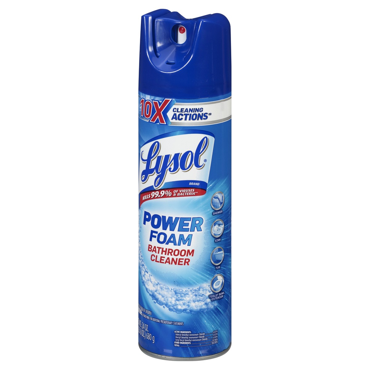 slide 9 of 10, Lysol Power Foam Bathroom Cleaner, Max Cover, For Cleaning Bathrooms, Showers, Tubs, 24oz, 24 oz