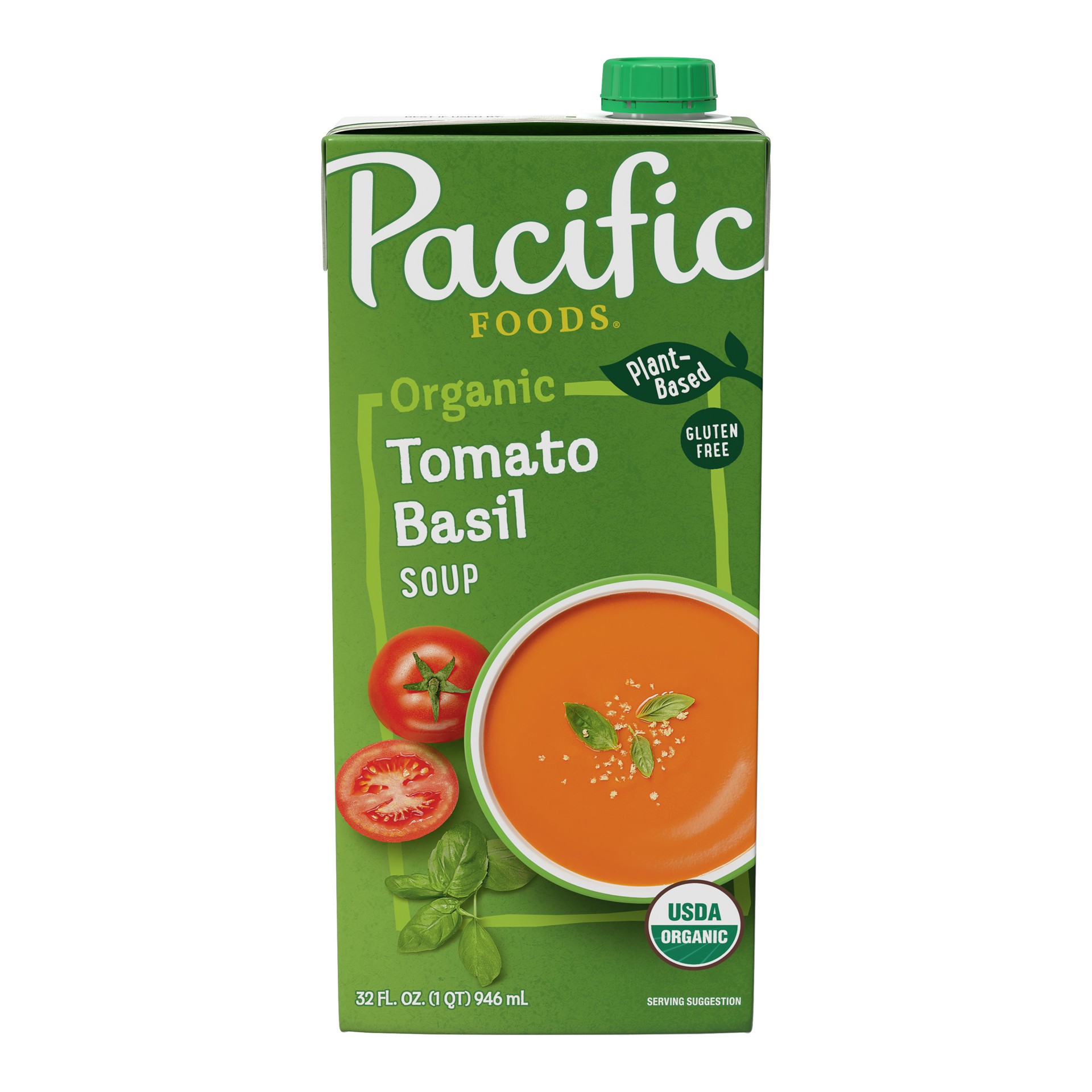 slide 1 of 5, Pacific Foods Organic Tomato Basil Soup, Plant Based, 32 oz Carton, 32 oz