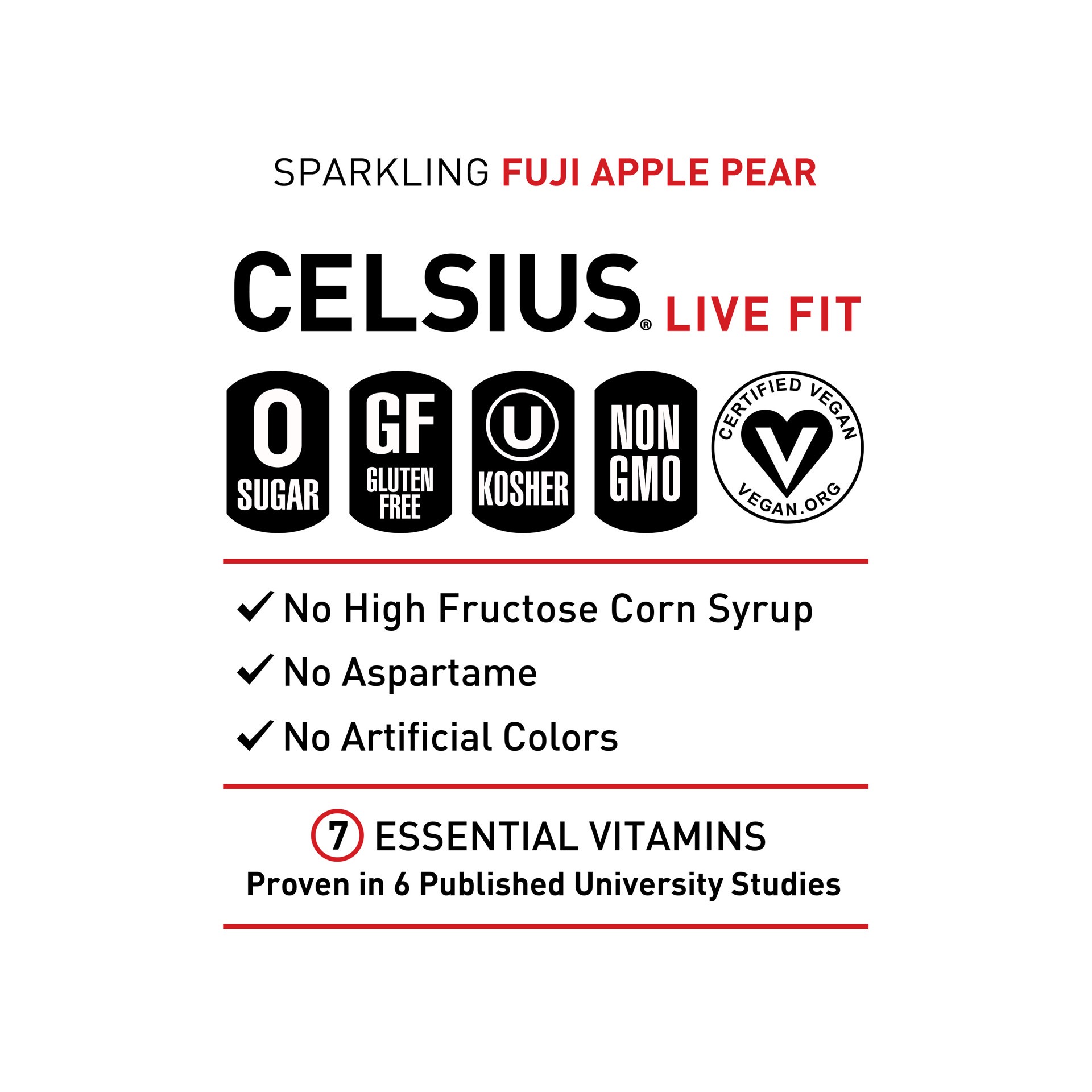 slide 3 of 4, CELSIUS Sparkling Fuji Apple Pear, Functional Essential Energy Drink 12 Fl Oz Single Can, 12 fl oz