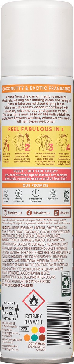 slide 8 of 9, Batiste Dry Shampoo, Tropical Fragrance, 4.23 oz, 6.73 fl oz