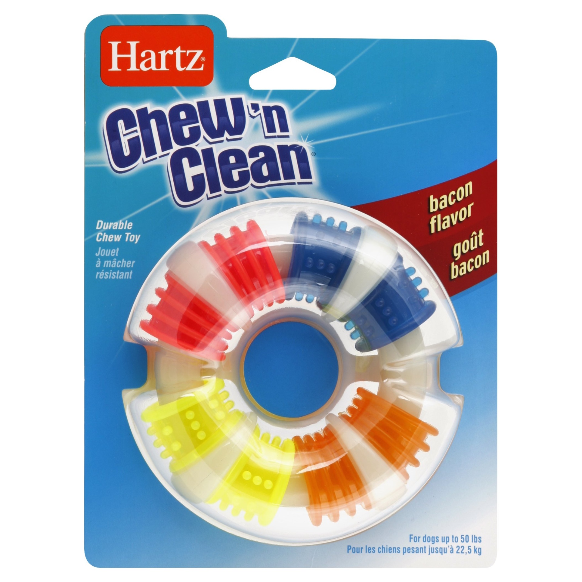 slide 1 of 1, Hartz Chew'n Clean Durable Chew Toy Bacon Flavor, 1 ct