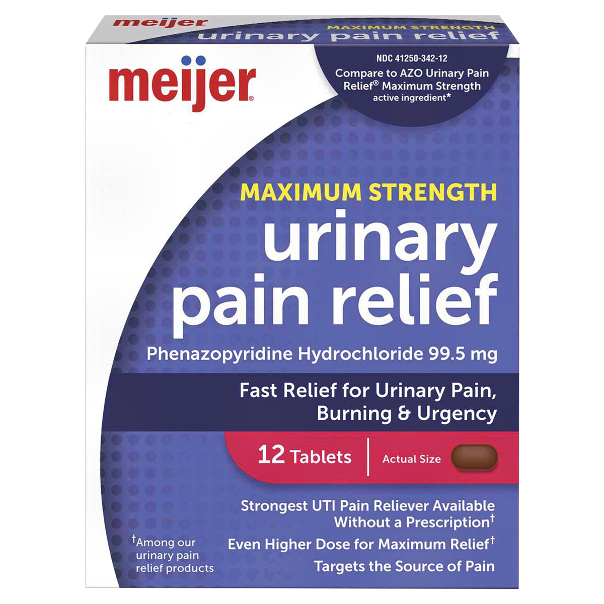 slide 1 of 5, Meijer Maximum Strength Urinary Pain Relief, 12 Tablets, 12 ct