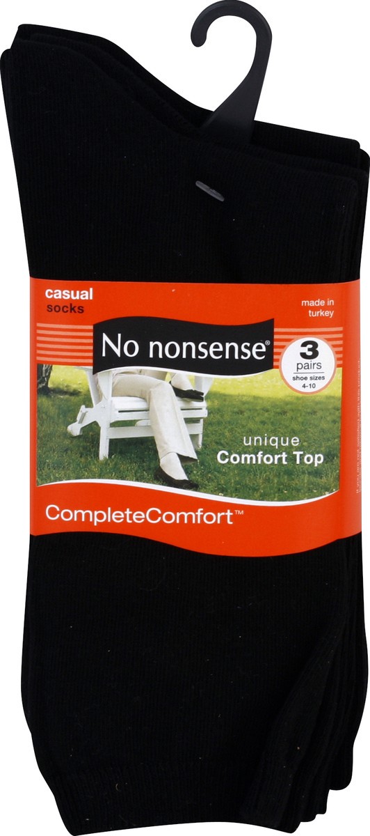 slide 2 of 3, No Nonsense Cotton Flat Knit Crew Black Sock, 3 ct