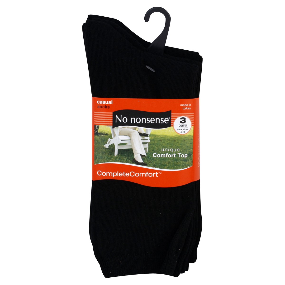 slide 3 of 3, No Nonsense Cotton Flat Knit Crew Black Sock, 3 ct