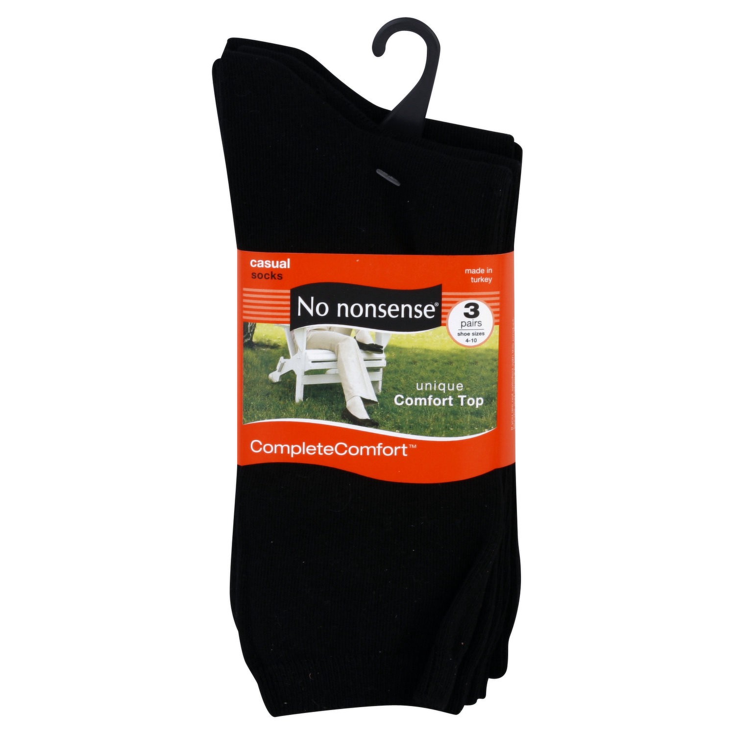 slide 1 of 3, No Nonsense Cotton Flat Knit Crew Black Sock, 3 ct