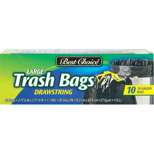 slide 1 of 1, Best Choice Large Drawstring Trash Bags, 10 ct