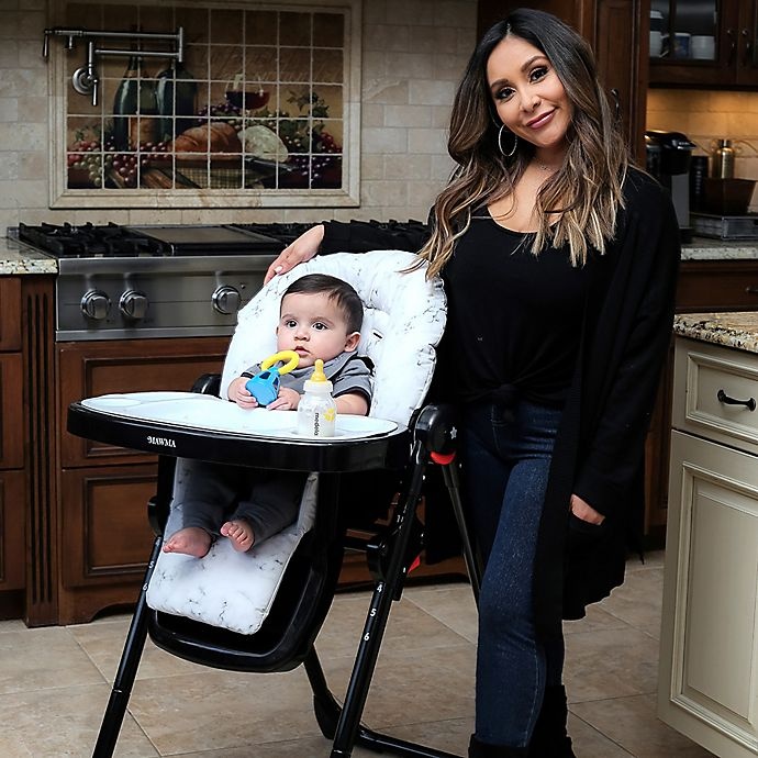 slide 3 of 6, Your Babiie MAWMA by Snooki Fitzrovia High Chair - Black Marble, 1 ct