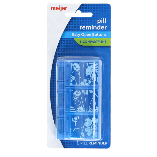 slide 1 of 2, Meijer 3 Compartment Pill Reminder, 1 ct