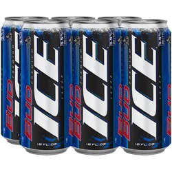 Bud Ice Beer, 6 Pack 16 fl oz Cans, 5.5% ABV
