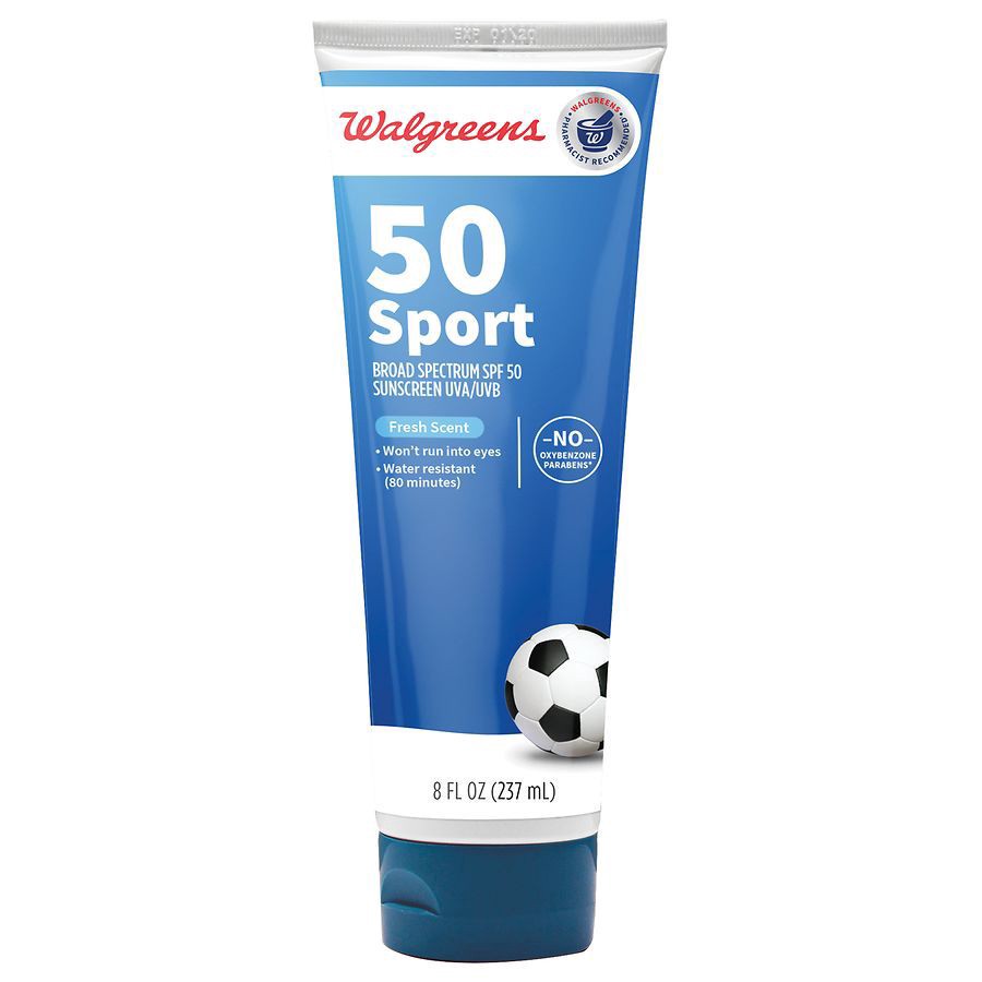 slide 1 of 5, Walgreens Fresh Scent Paraben Free 50 Sport Sunscreen Lotion, 8 fl oz