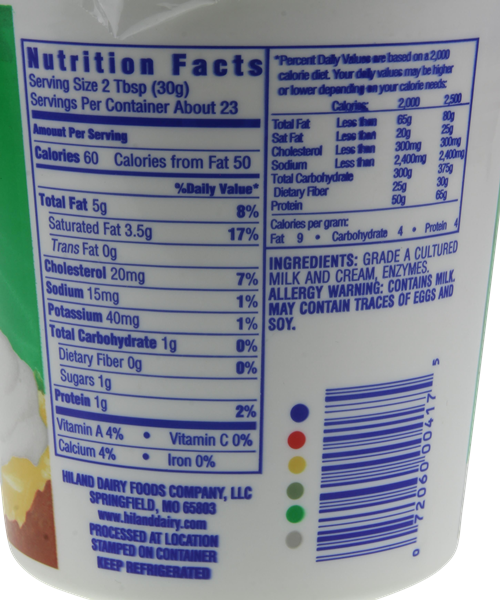 slide 1 of 1, Hiland Dairy All Natural Sour Cream, 24 oz