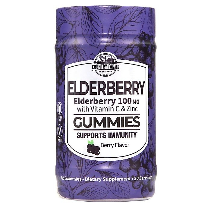 slide 1 of 1, Country Farms Berry Flavor Elderberry with Vitamin C and Zinc Gummies, 60 ct