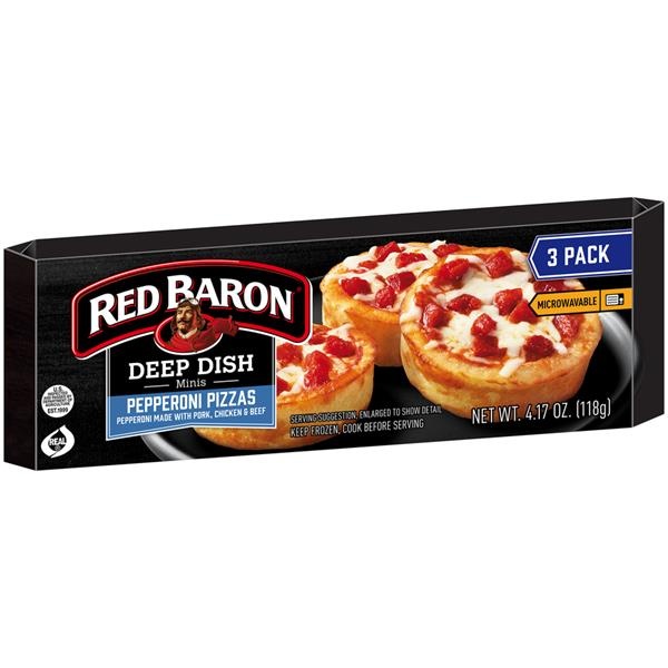 slide 1 of 1, Red Baron Mini Pep Pizza, 3 ct