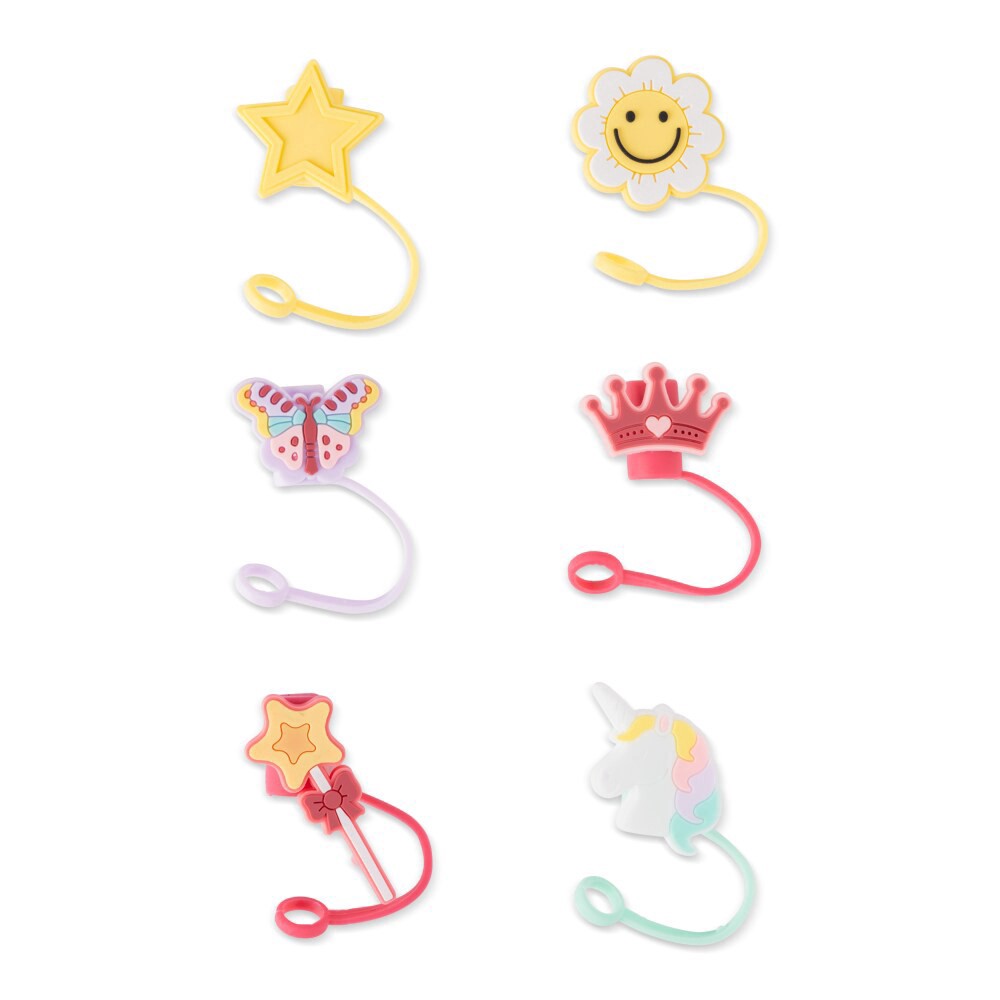 slide 3 of 4, Manna Figural Straw Toppers Kids, 6 ct