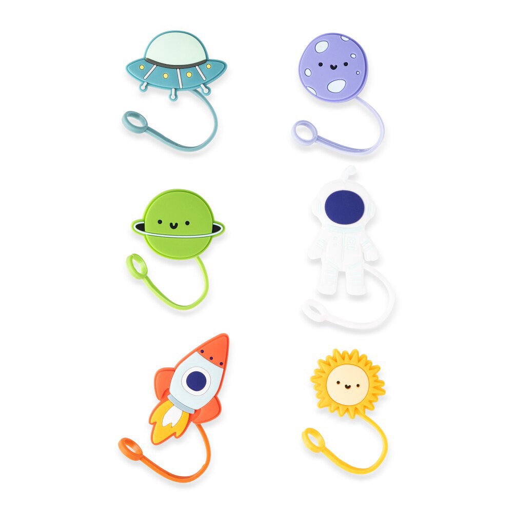 slide 4 of 4, Manna Figural Straw Toppers Kids, 6 ct