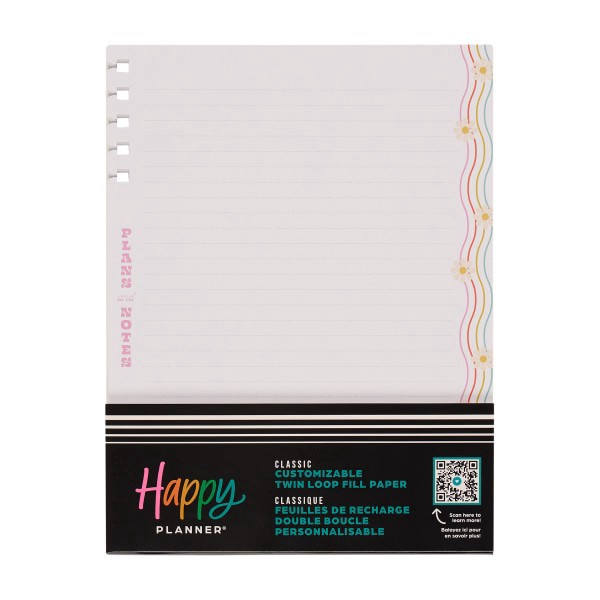 slide 8 of 10, Happy Planner Classic Customizable Spiral 40-Sheet Filler Paper, 7"" x 9-1/4"", Blooming Brights, 1 ct