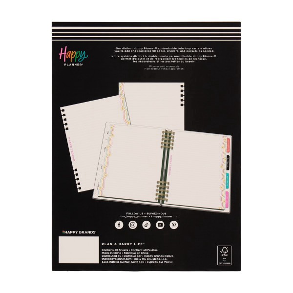 slide 2 of 10, Happy Planner Classic Customizable Spiral 40-Sheet Filler Paper, 7"" x 9-1/4"", Blooming Brights, 1 ct