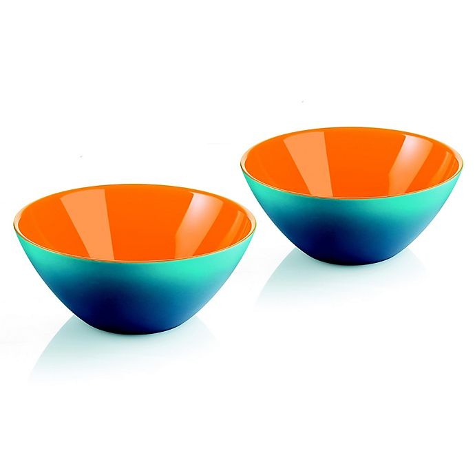 slide 1 of 1, Guzzini My Fusion Bowl - Blue/White/Orange, 2 ct