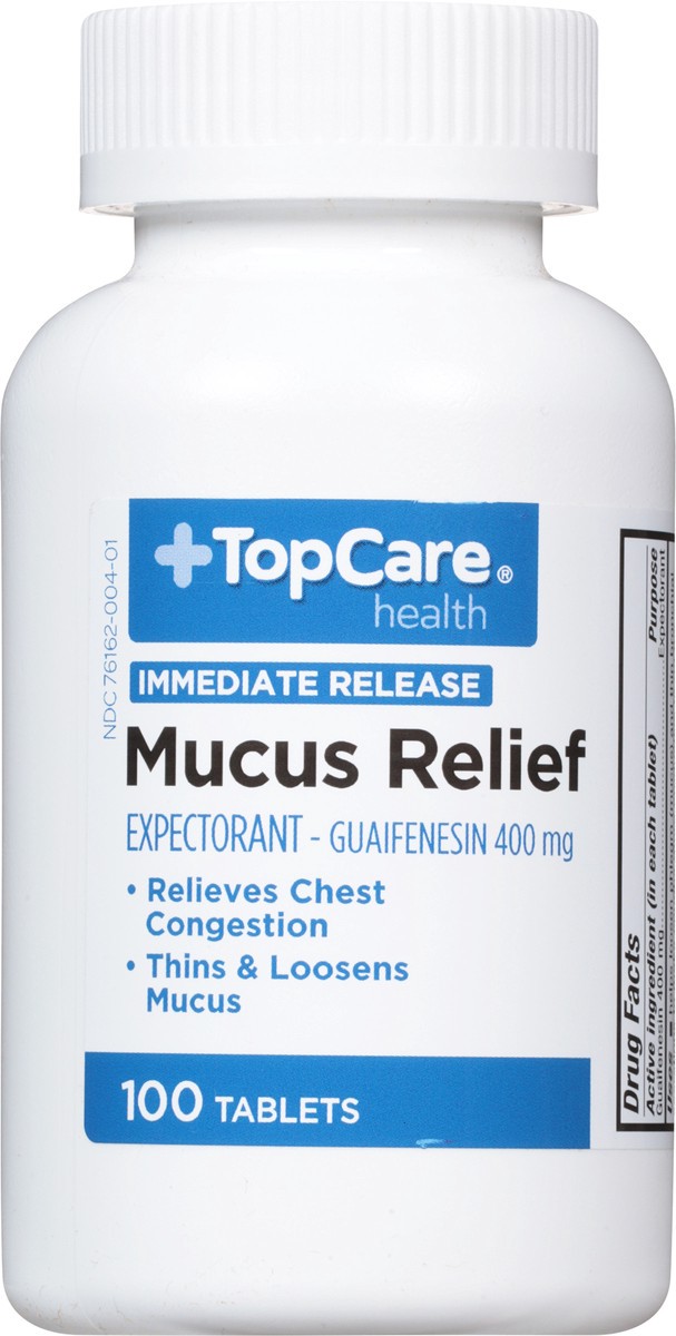 slide 4 of 9, TopCare Health Immediate Release Mucus Relief Tablets, 100 ct