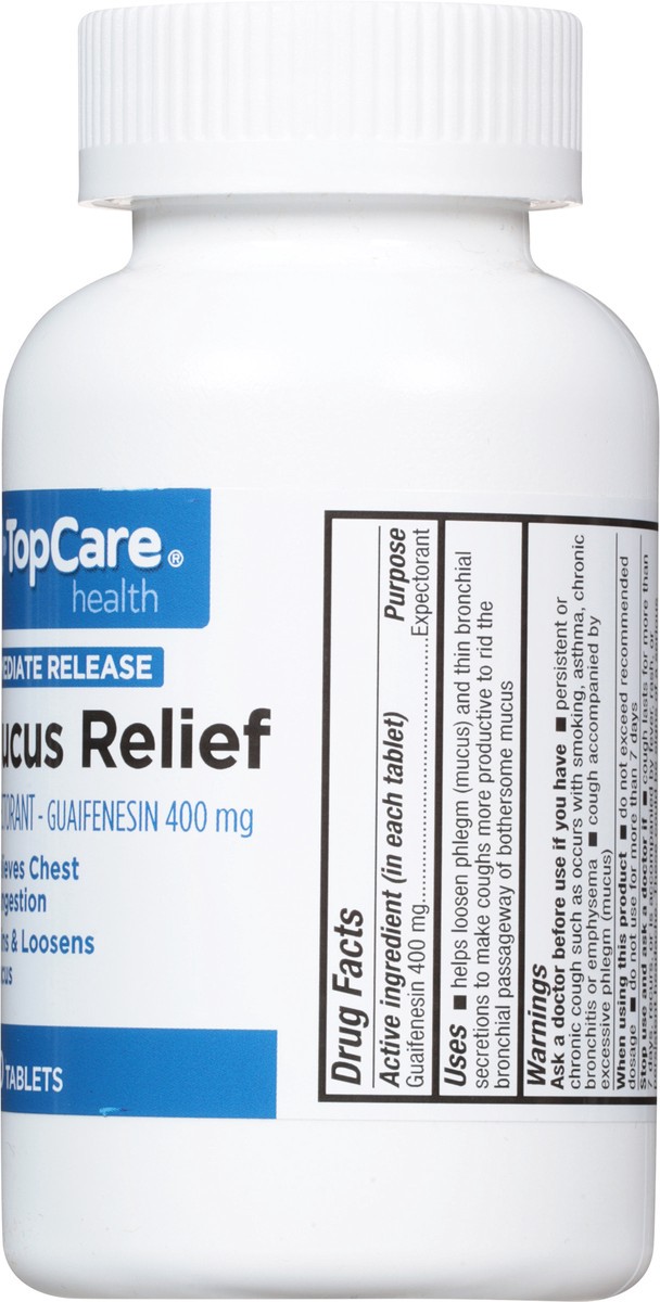 slide 9 of 9, TopCare Health Immediate Release Mucus Relief Tablets, 100 ct