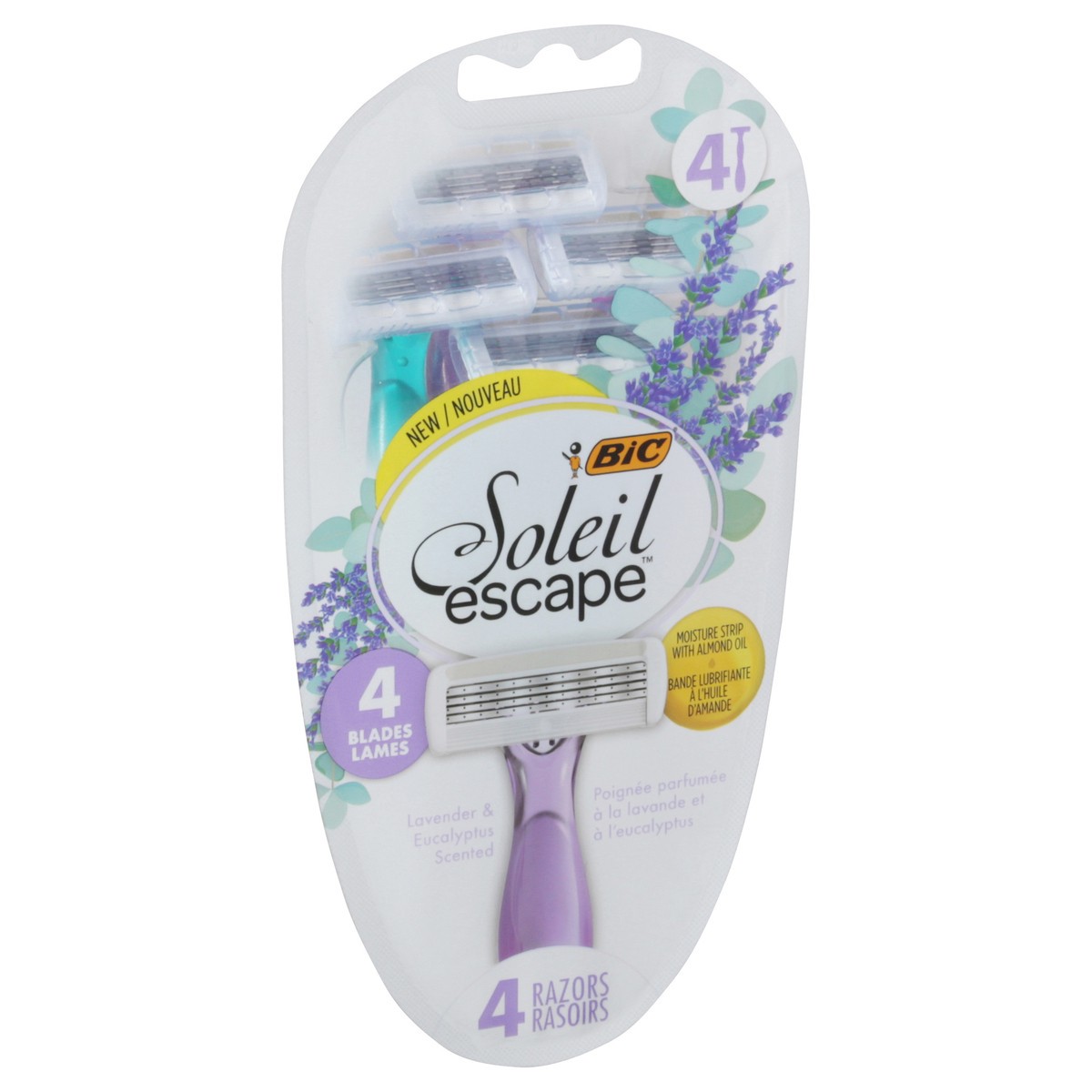 slide 7 of 9, BIC Soleil Escape 4 Blades Lavender & Eucalyptus Scented Razors, 4 ct