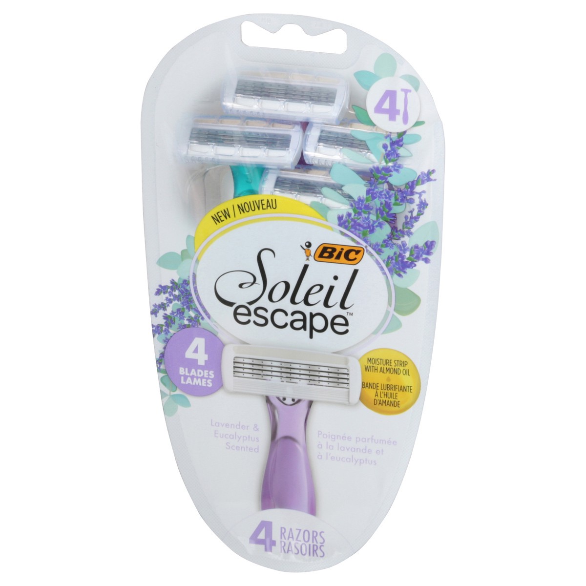 slide 9 of 9, BIC Soleil Escape 4 Blades Lavender & Eucalyptus Scented Razors, 4 ct