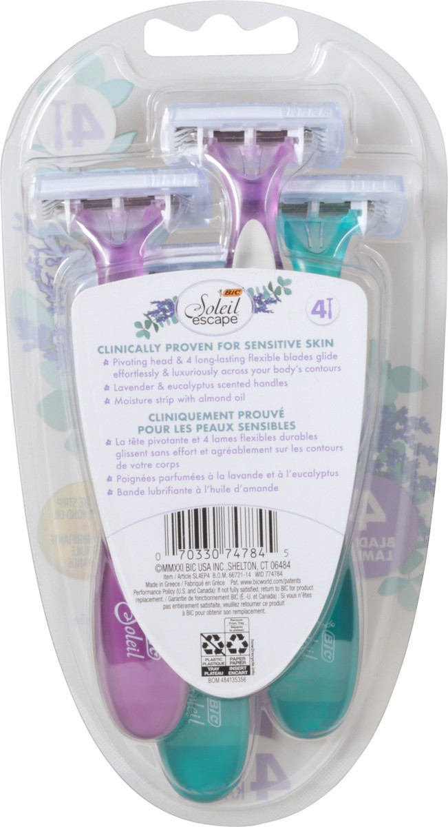 slide 2 of 9, BIC Soleil Escape 4 Blades Lavender & Eucalyptus Scented Razors, 4 ct
