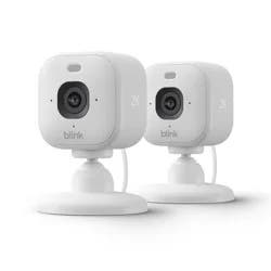 Blink Mini 2K+ Plug-in Home & Pet Security Camera with 2K Video Resolution, Color Night Vision, Enhanced Audio, Motion Detection - 2 Cameras (White)