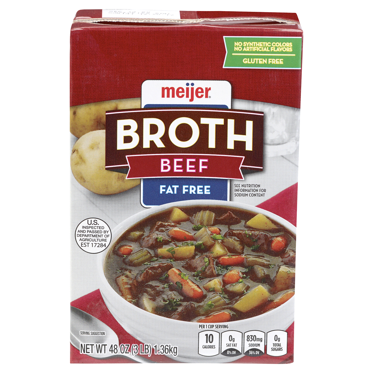 slide 1 of 3, Meijer Beef Broth, 48 oz