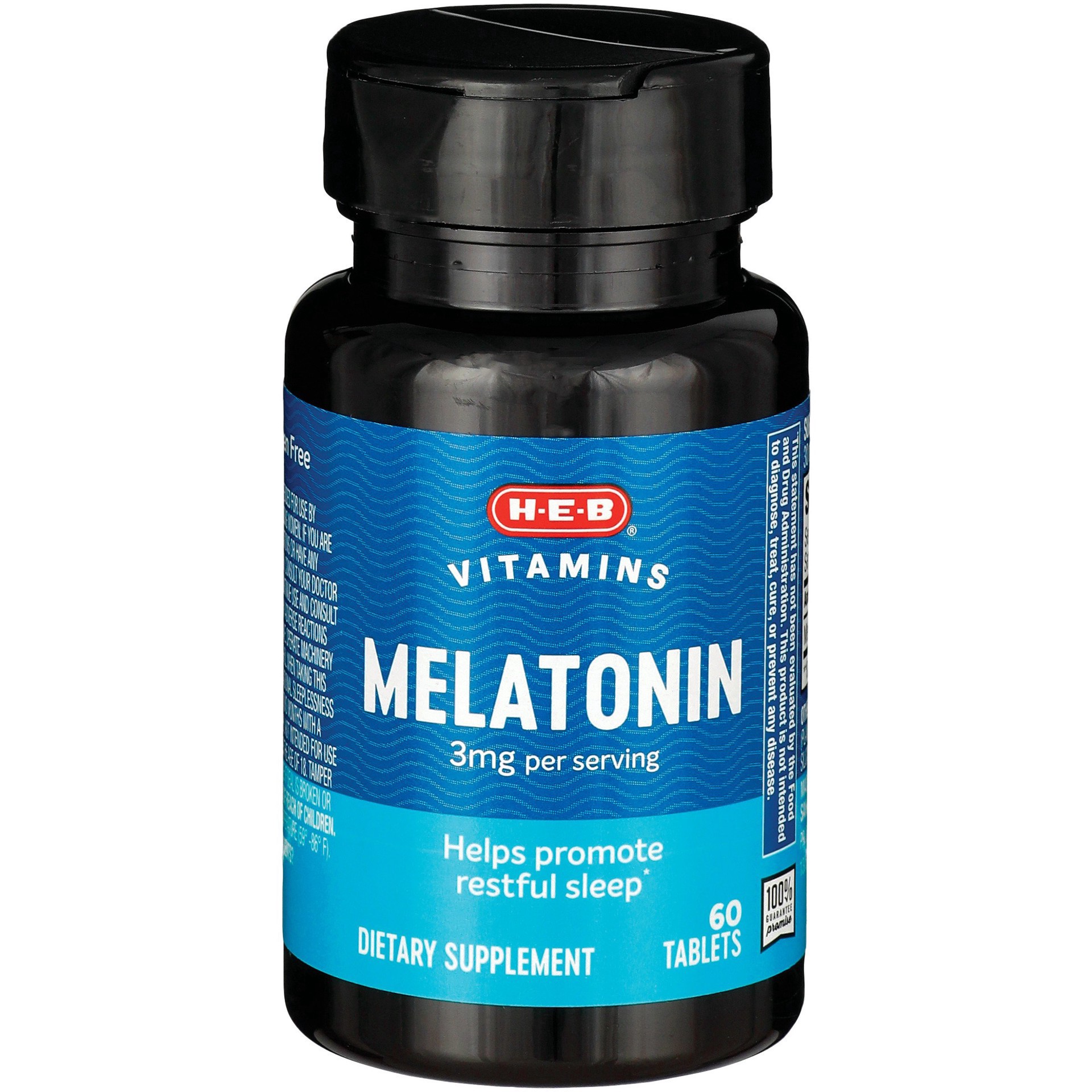 slide 1 of 1, H-E-B Melatonin 3 mg Tablets, 60 ct