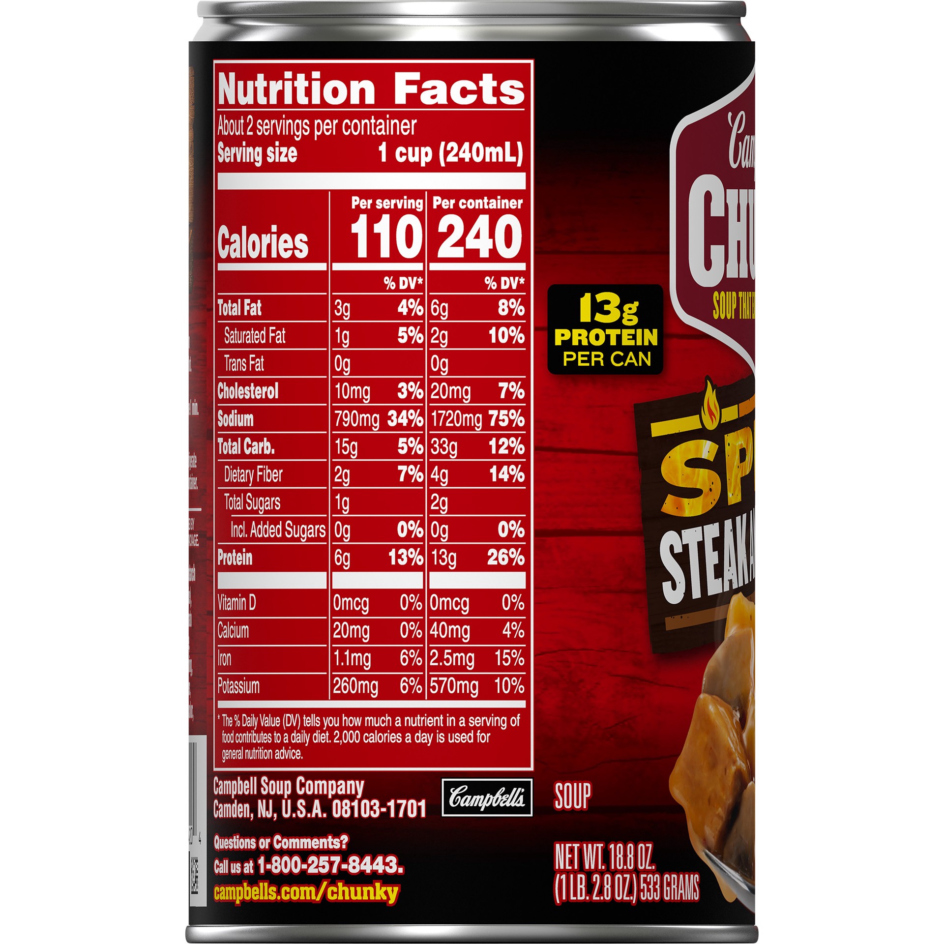 slide 3 of 5, Campbell's Spicy Steak and Potato Soup, 18.800 oz