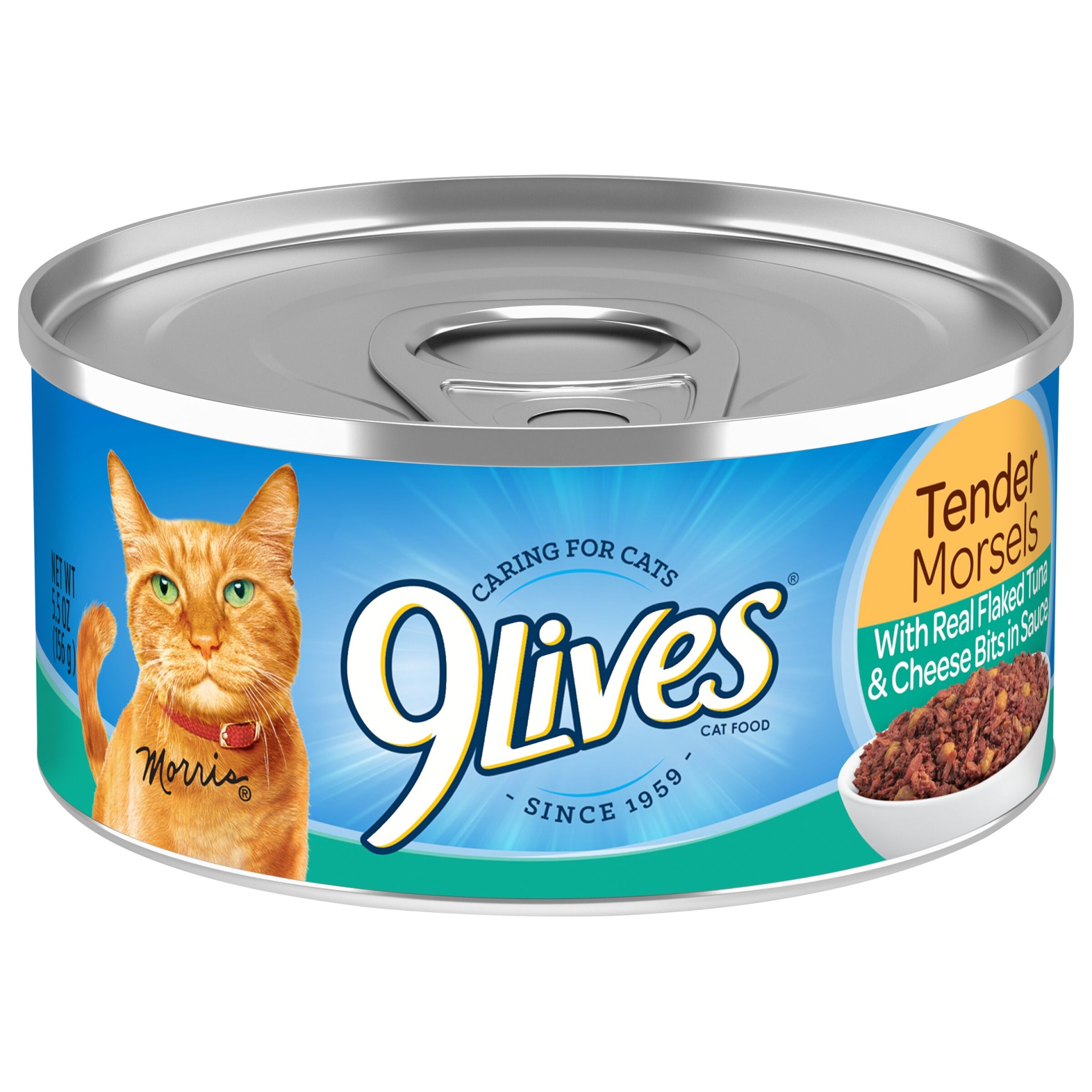 slide 1 of 1, 9Lives Cat Food, with Real Flaked Tuna & Cheese Bits in Sauce, Tender Morsels, 4 ct; 5.5 oz
