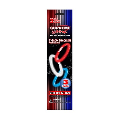 slide 1 of 1, Supreme Glow Glow Bracelets, with Connectors, 8 in, 3 Pack, 3 ct