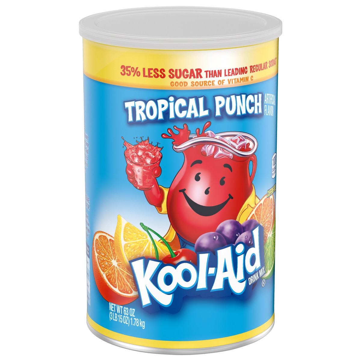 slide 6 of 9, Kool-Aid Sugar-Sweetened Tropical Punch Artificially Flavored Powdered Soft Drink Mix, 63 oz Canister, 63 oz