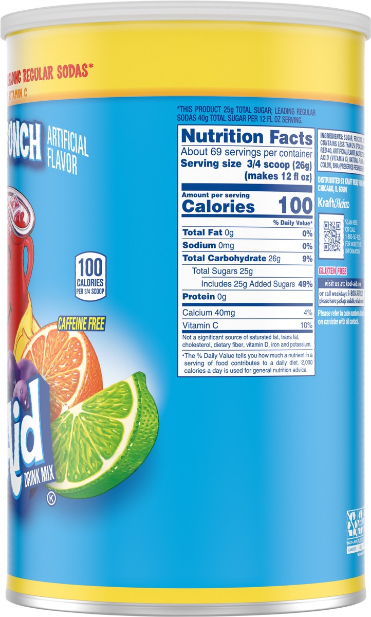 slide 3 of 9, Kool-Aid Sugar-Sweetened Tropical Punch Artificially Flavored Powdered Soft Drink Mix, 63 oz Canister, 63 oz