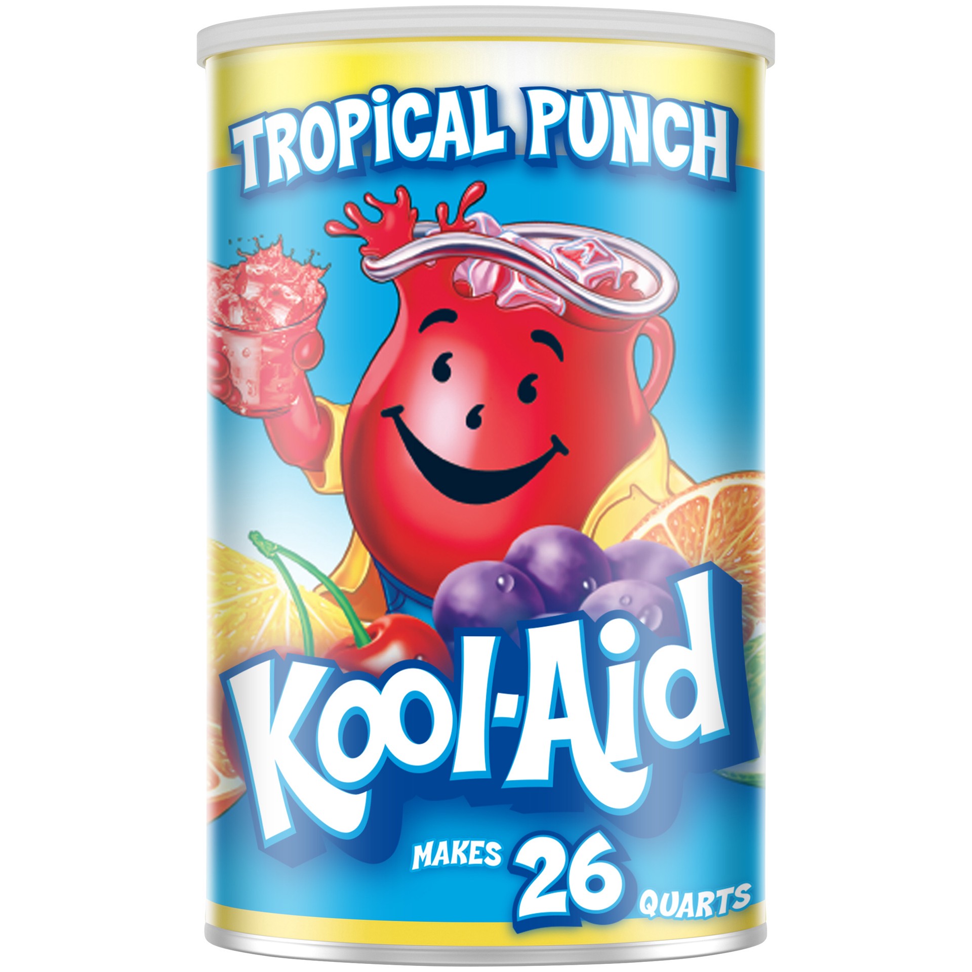 slide 1 of 9, Kool-Aid Sugar-Sweetened Tropical Punch Artificially Flavored Powdered Soft Drink Mix, 63 oz Canister, 63 oz