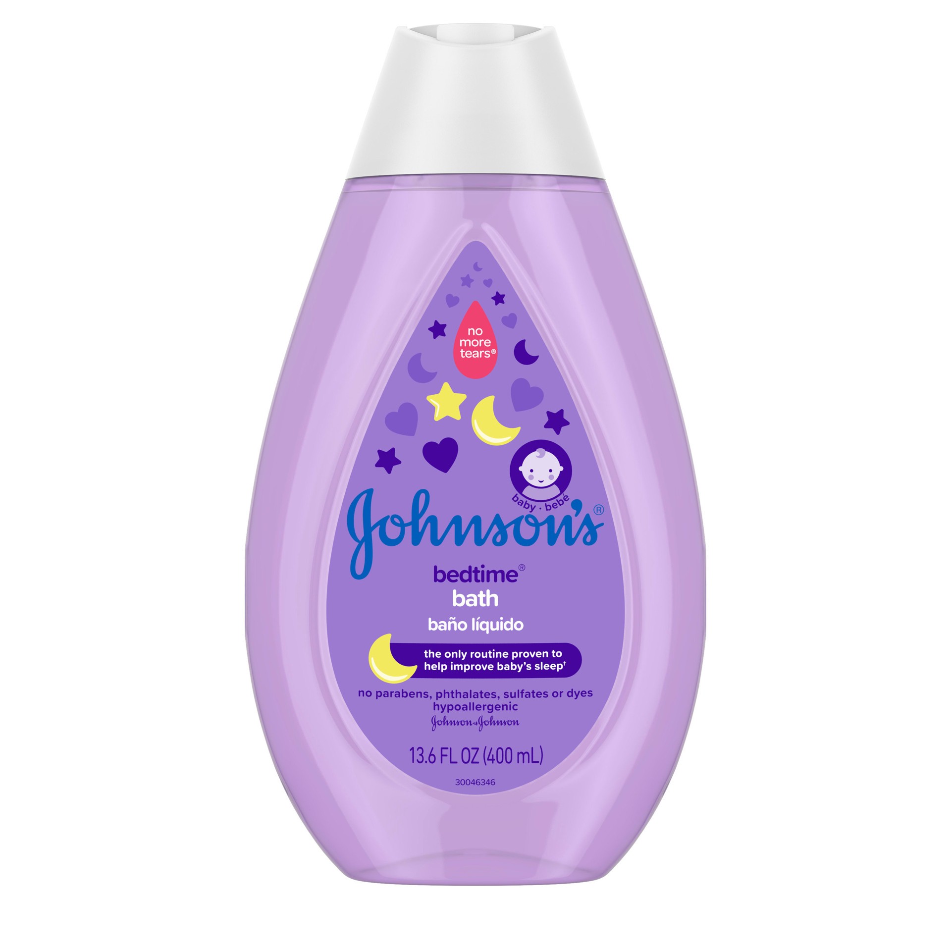 slide 5 of 10, Johnson's Bedtime Baby Bath with Soothing NaturalCalm Aromas, Hypoallergenic & Tear-Free Liquid Baby Bath Formula, No Parabens, Sulfates, Dyes, or Phthalates, 13.6 fl. oz, 13.60 fl oz