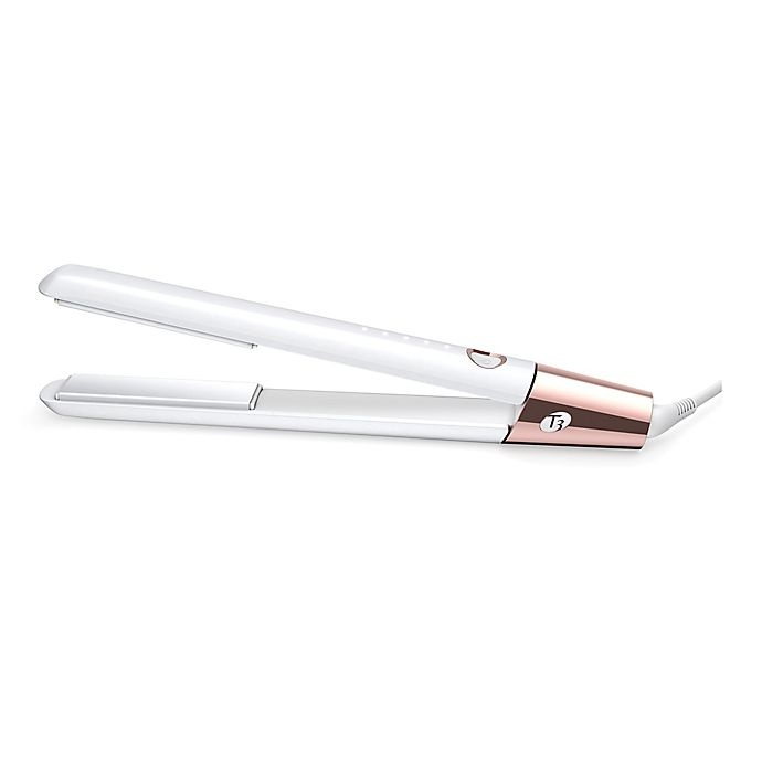 slide 1 of 8, T3 SinglePass Luxe Ionic Straightening & Styling Flat Iron - White/Rose Gold, 1 in