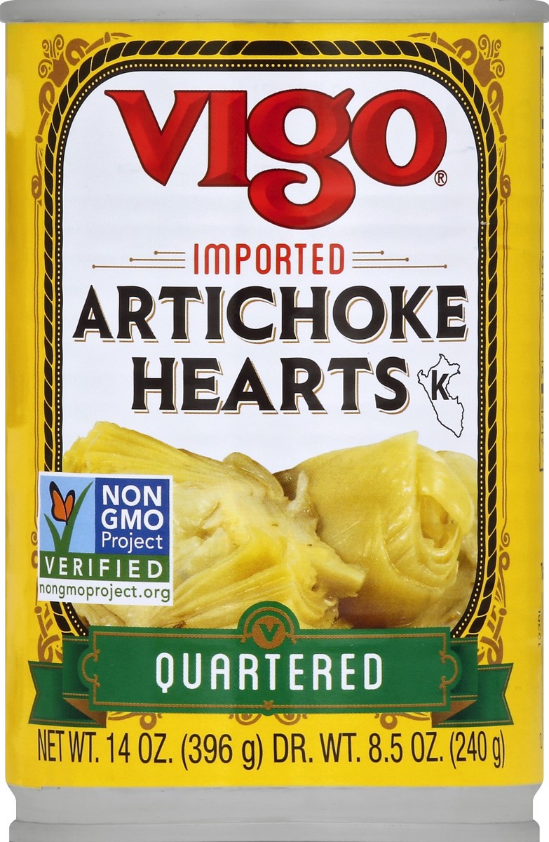 slide 2 of 2, Vigo Quartered Artichoke Hearts, 14 oz