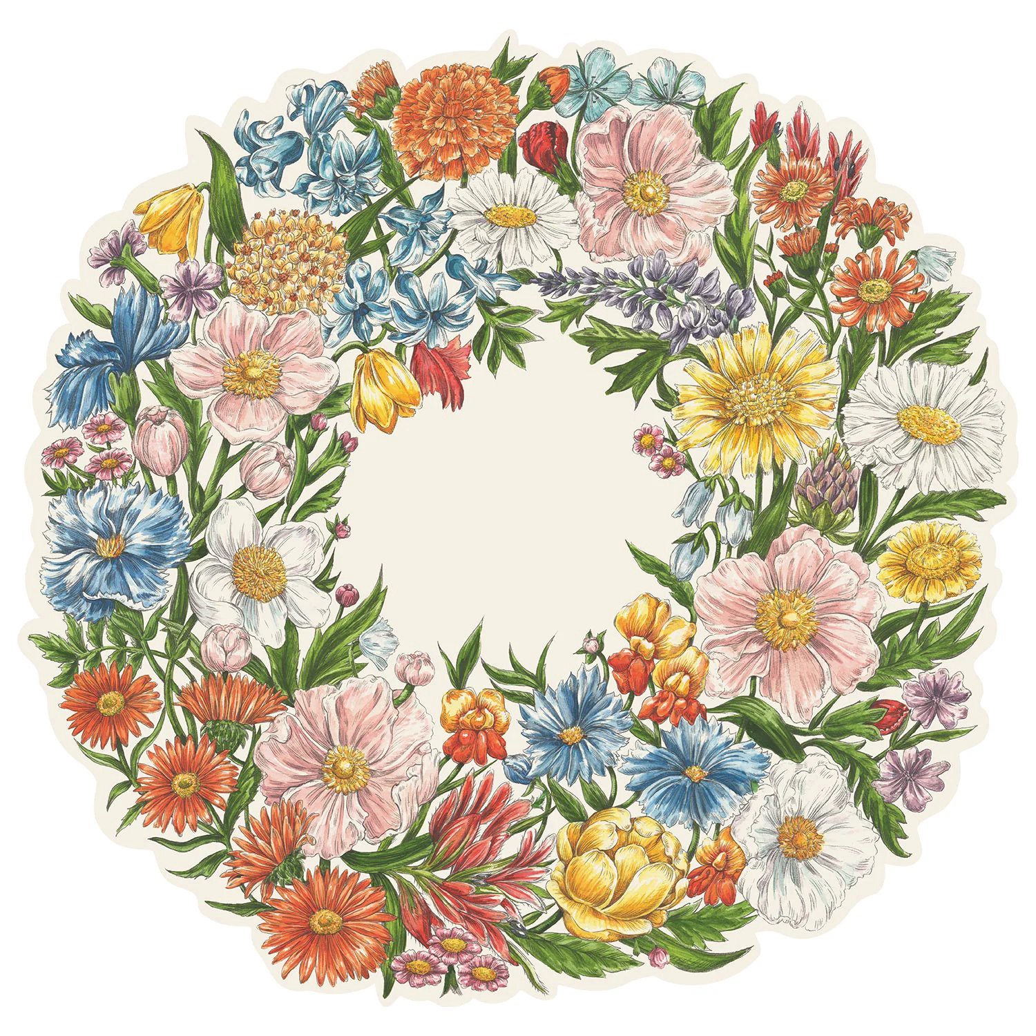 slide 1 of 1, Hester & Cook Die Cut Wildflower Wreath Placemats, 12 ct