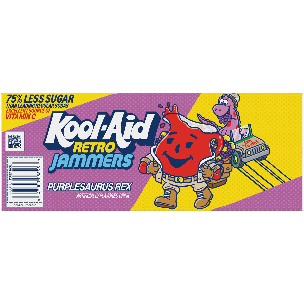 slide 8 of 9, Kool-Aid Retro Jammers Purplesaurus Rex Grape Lemonade Flavored 0% Juice Drink, 10 ct Box, 6 fl oz Pouches, 10 ct