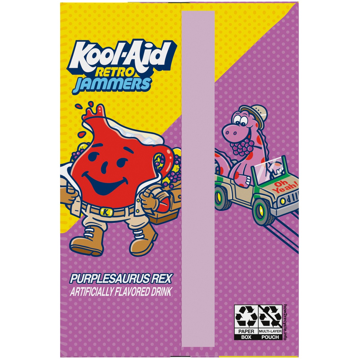 slide 7 of 9, Kool-Aid Retro Jammers Purplesaurus Rex Grape Lemonade Flavored 0% Juice Drink, 10 ct Box, 6 fl oz Pouches, 10 ct