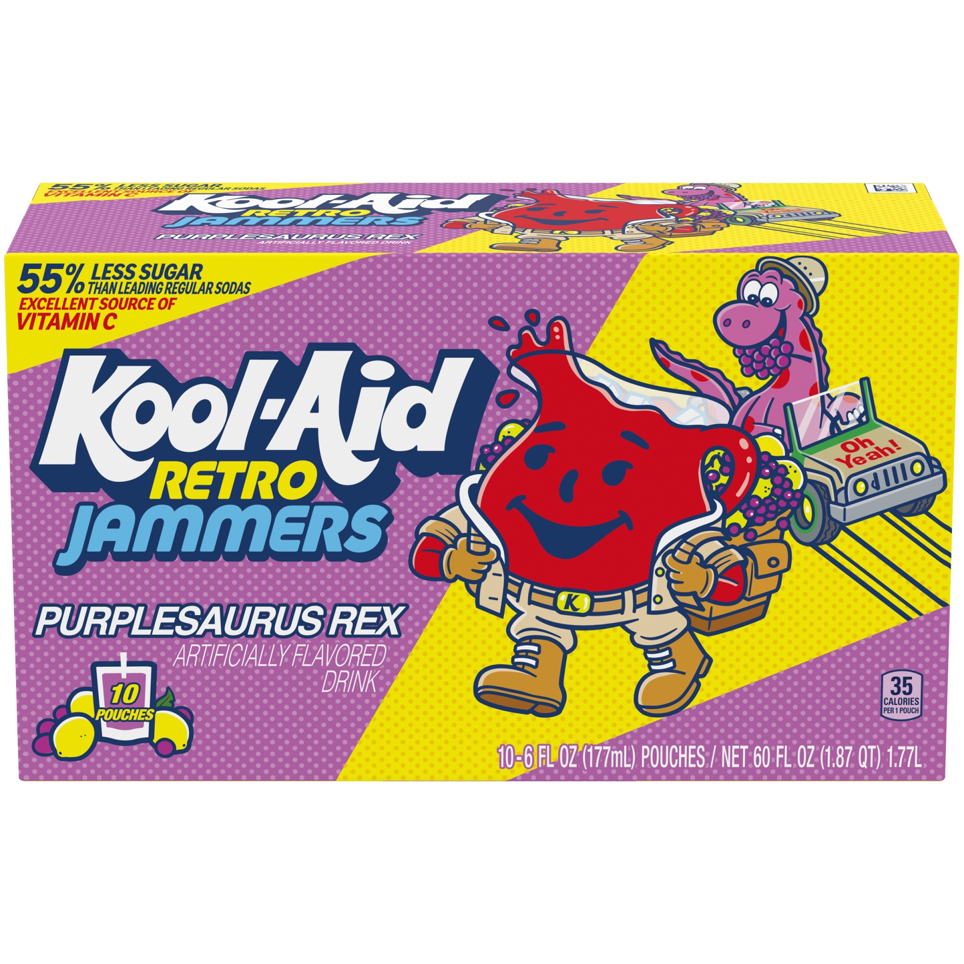 slide 1 of 6, Kool-Aid Retro Jammers Purplesaurus Rex Grape Lemonade Artificially Flavored Soft Drink, 10 ct; 6 fl oz