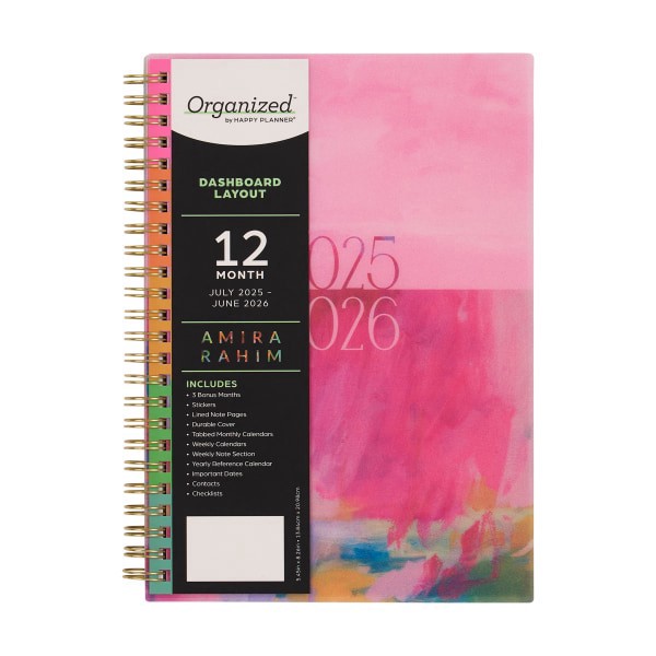 slide 2 of 10, 2025-2026 Organized by Happy Planner Monthly/Weekly Small Happy Planner, 5-7/16"" x 8-5/16"", Brushed Elegance, July 2025 To June 2026, PT0008S021, 1 ct