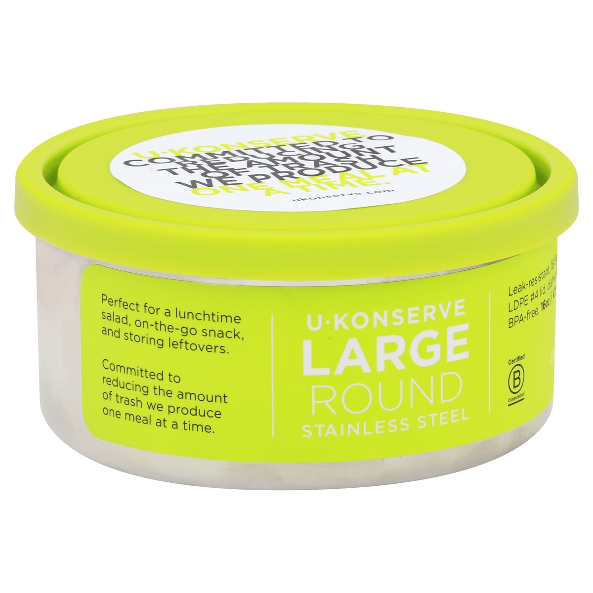 slide 2 of 9, U-Konserve 16 Ounce Large Stainless Steel Round Container 1 ea, 1 ea