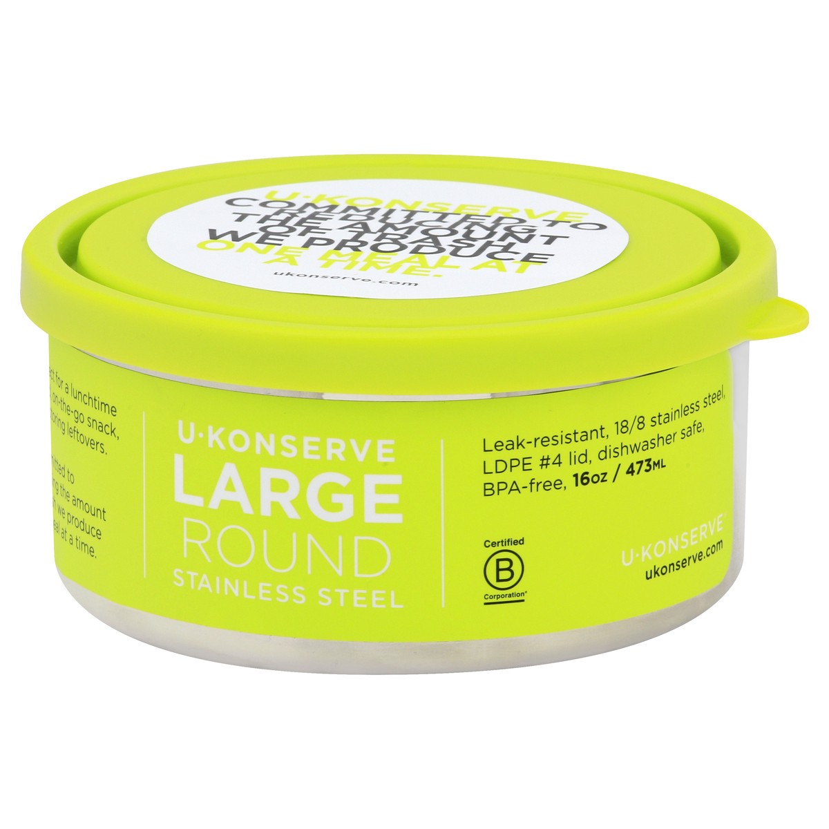 slide 3 of 9, U-Konserve 16 Ounce Large Stainless Steel Round Container 1 ea, 1 ea