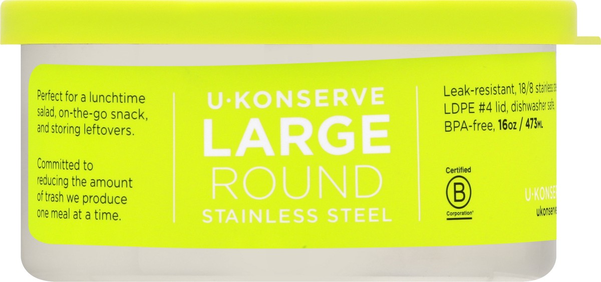 slide 1 of 9, U-Konserve 16 Ounce Large Stainless Steel Round Container 1 ea, 1 ct