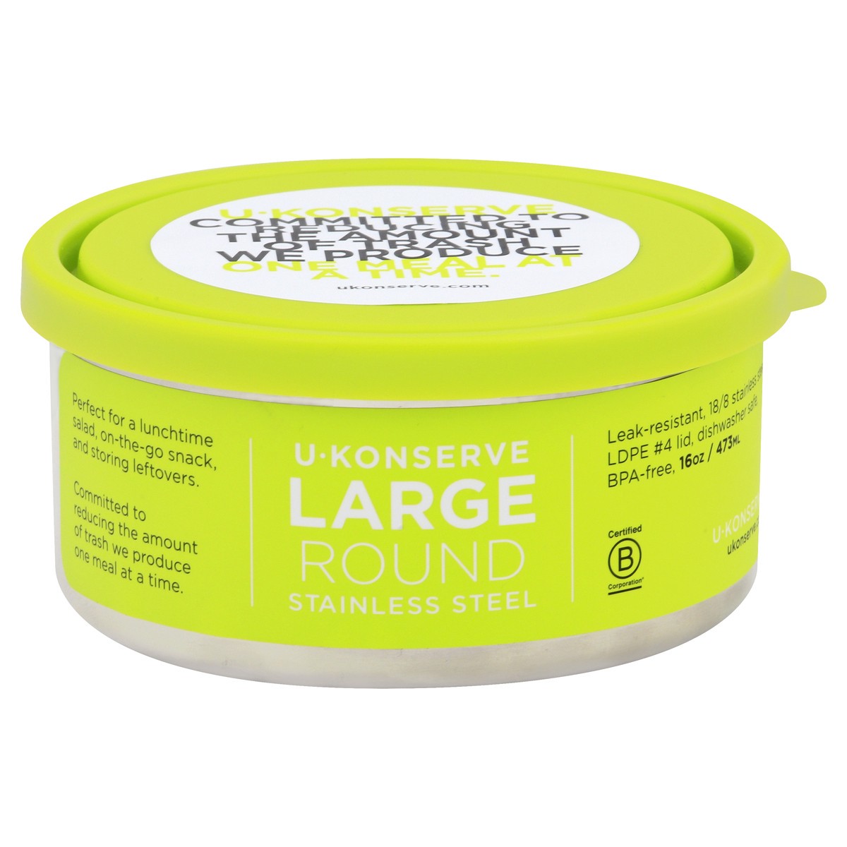 slide 1 of 9, U-Konserve 16 Ounce Large Stainless Steel Round Container 1 ea, 1 ea