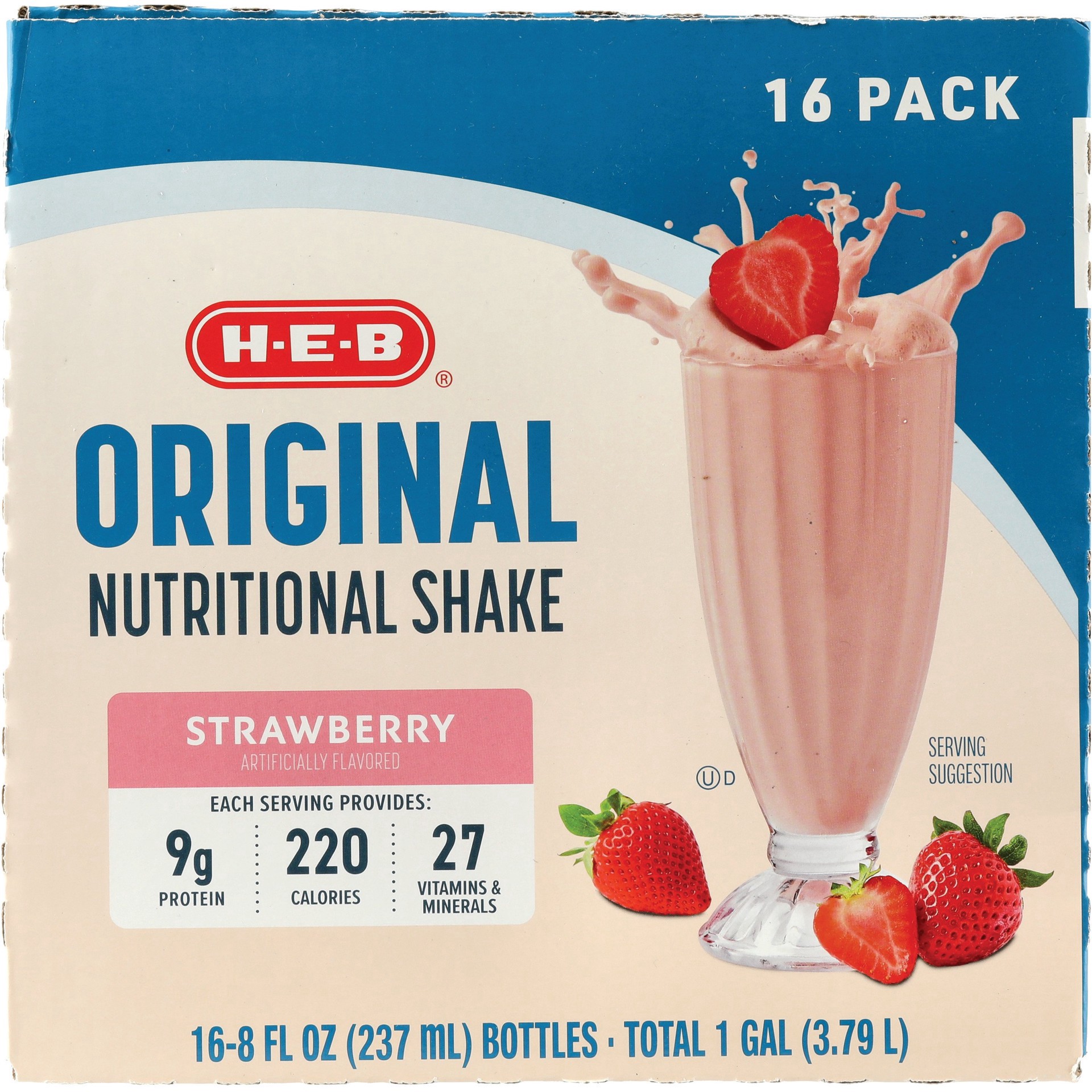 slide 1 of 1, H-E-B Adult Nutritional Drink Strawberry Original, 8 oz